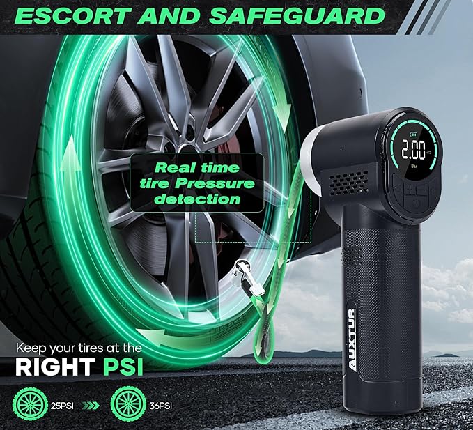 Vehicle Tire Inflator Portable Air Compressor & Inflator, TYPE-C 6000mAH Car - Image 3