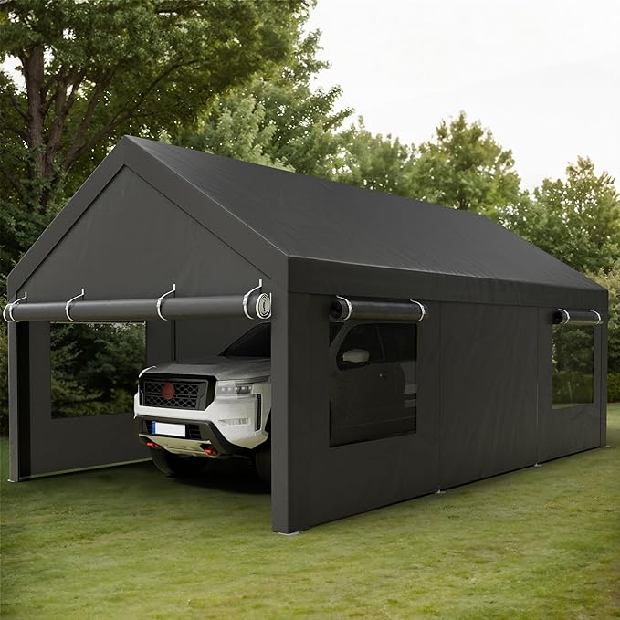 Shintenchi Carport 12' x 20' Heavy Duty Portable Garage, Car Port Canopy - Image 8