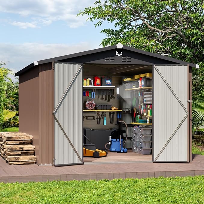 Metal Storage Shed, Outdoor Storage Building 10x12, Large Backyard Sheds by Sannwsg