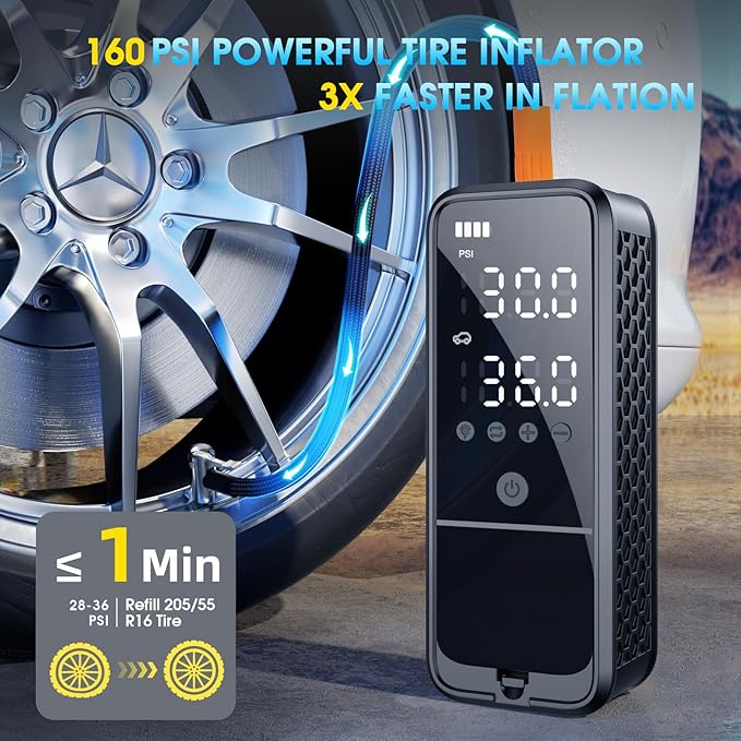 Tire Inflator Portable Air Compressor, 160 PSI Air Pump - Image 2