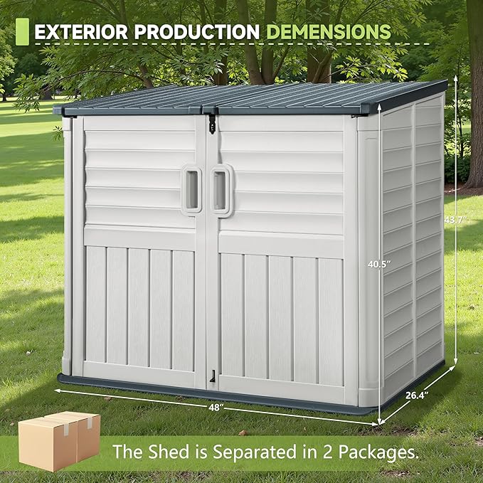 Devoko Resin Outdoor Storage Shed, 34 Cu Ft Outdoor Storage Cabinet Without - Image 6