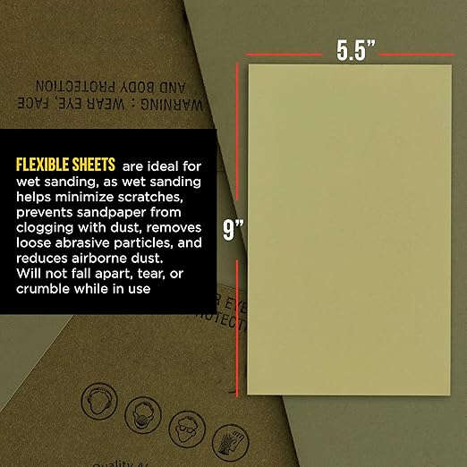 Dura-Gold Premium 7000 Grit Wet or Dry Sandpaper Sheets, 5-1/2" x 9", Box of 25 - Image 3