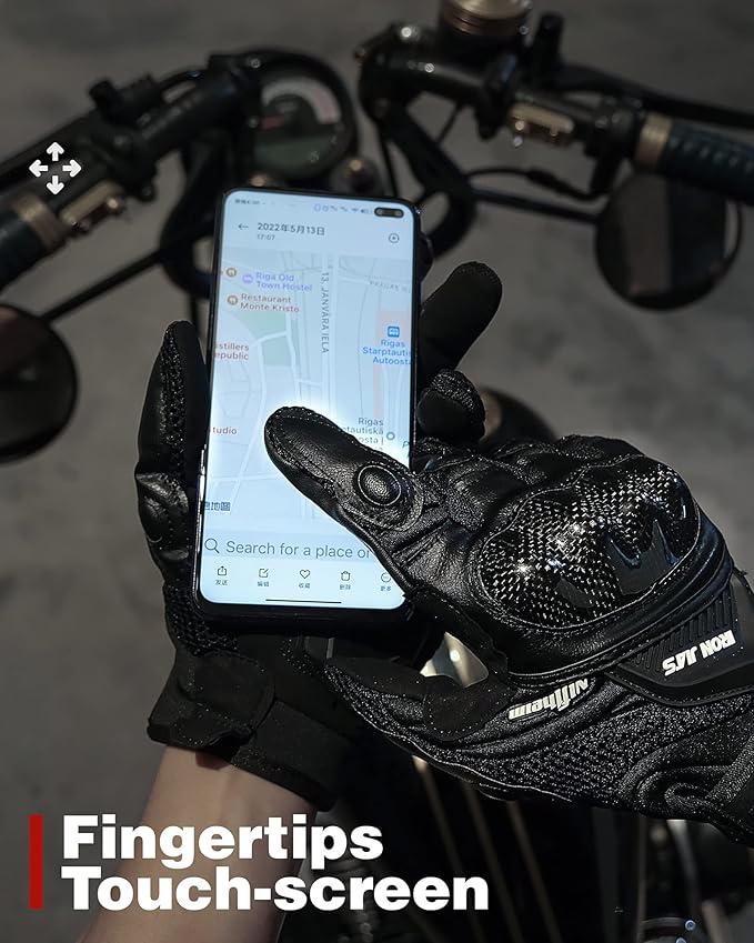 Motorcycle Gloves Touch Screen for Men Women Padding Hard Knuckle Cycling - Image 6