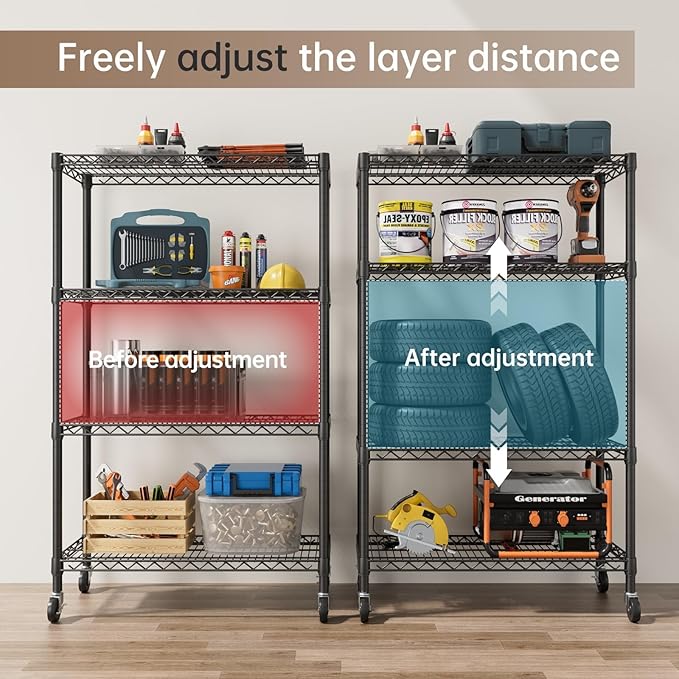 SINGAYE 4 Garage Heavy Duty Shelving Unit Kitchen Pantry Close Home Organizers - Image 4