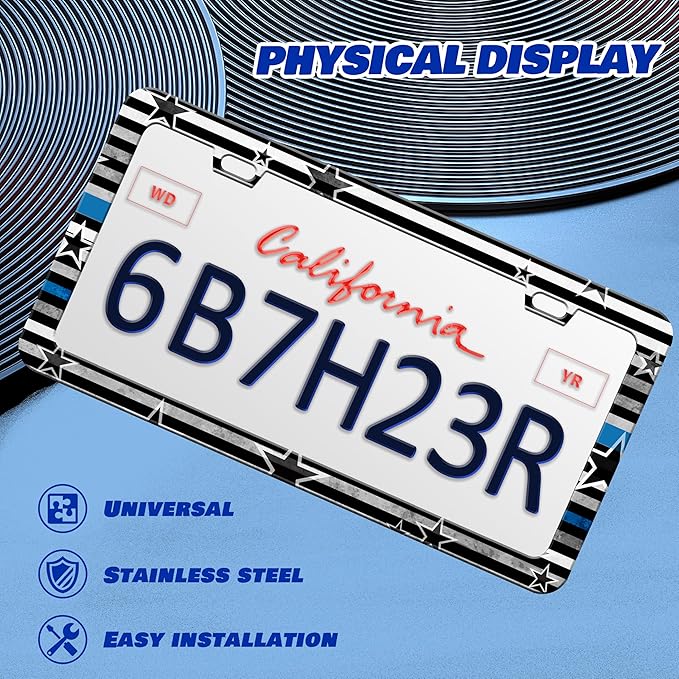 American Flag Blue Line License Plate Frame Star Flag License Plate Frames - Image 3