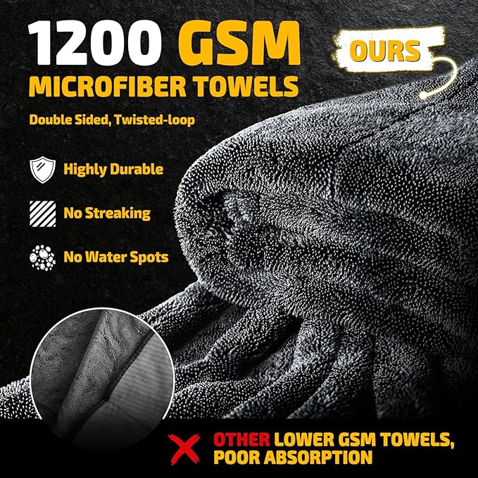 2-Pack 1200 GSM Car Drying Towels – Microfiber Towels - Image 2