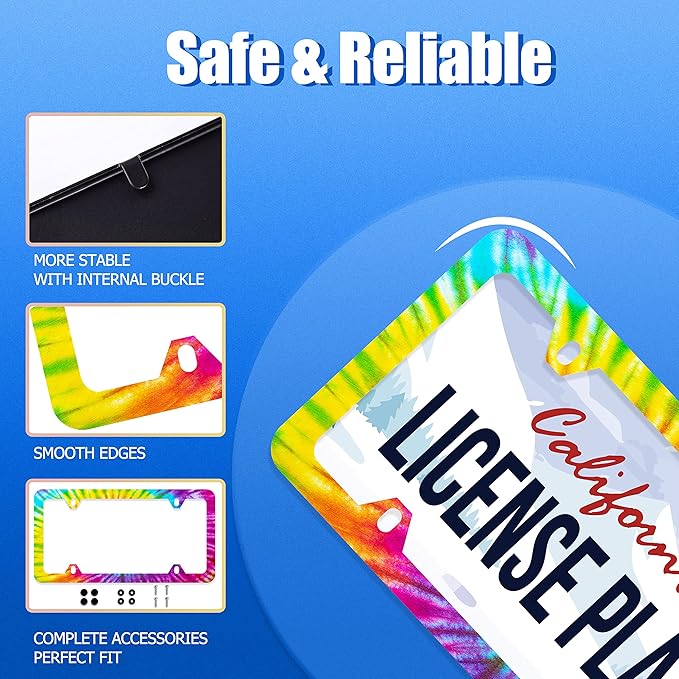 Colorful Hippie Tie Dye License Plate Frame Beautiful License Plate Stainless - Image 2