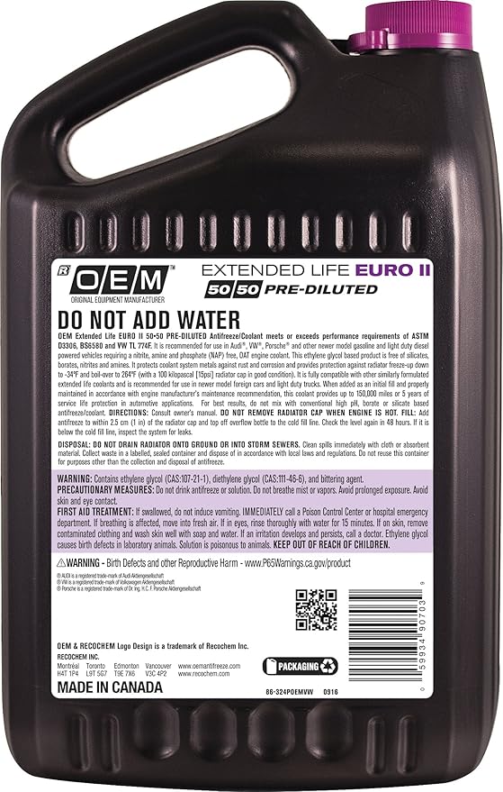 OEM Recochem European Vehicles Premium Antifreeze 50/50 Extended Life Coolant - Image 2