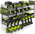 33" W Large Power Tool Organizer Wall Mount Loads 400 lbs, Heavy Duty 8 Drills by POKIPO