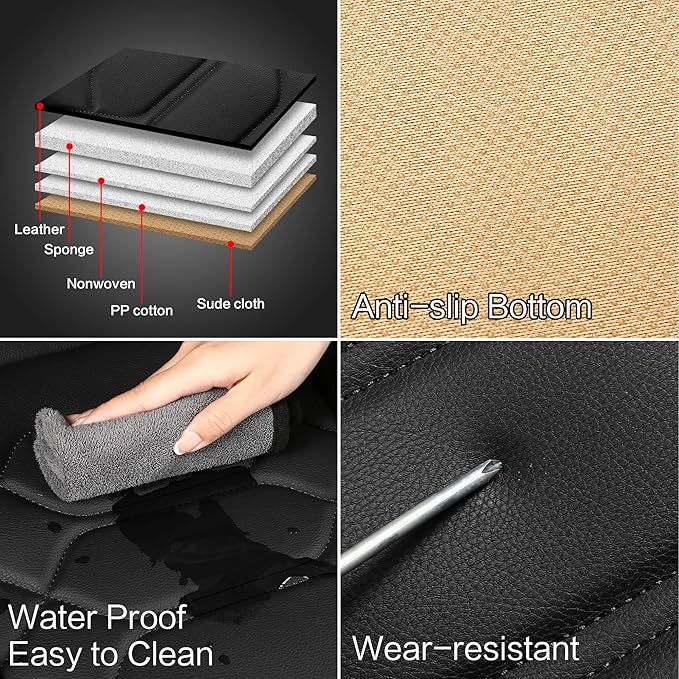 Pariitadin Leather Car Seat Covers Full Set, Waterproof Faux Leather Seat Covers - Image 6