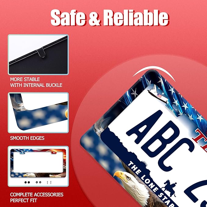 American Flag Eagle License Plate Frame Patriotic Flag License Plate Holder - Image 2