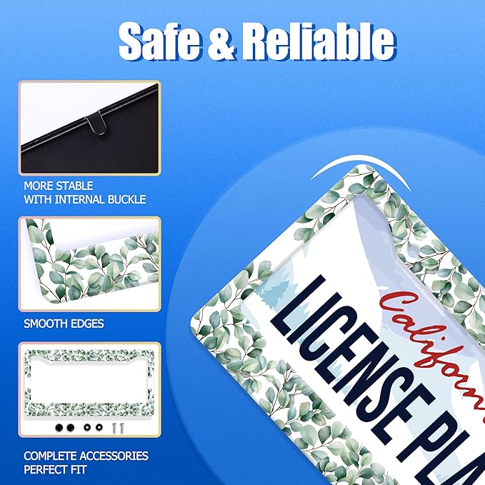Green Leaf License Plate Frame Colorful License Plate Stainless Steel Funny - Image 2