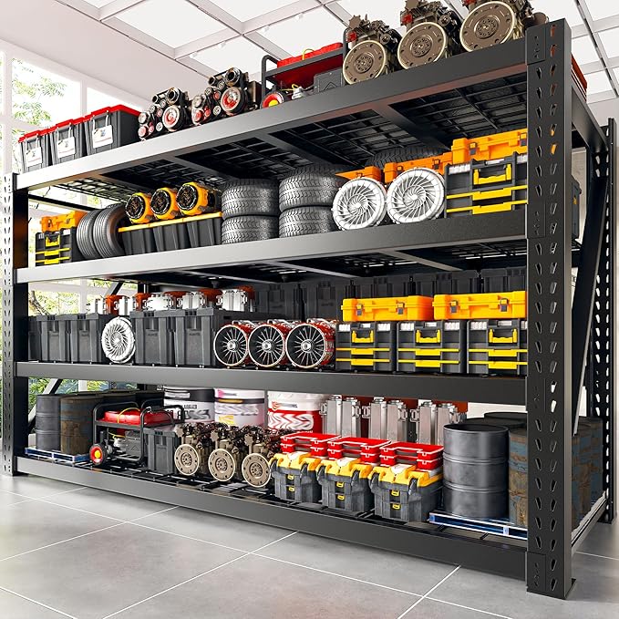 Bepatio 77" W Storage Shelves Heavy Duty Garage Shelving 8000LBS 4 Tier Metal by Bepatio
