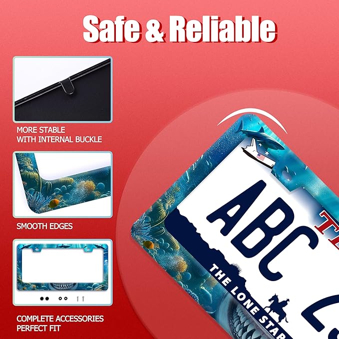 Shark License Plate Frame Ocean Marine Fish License Plate Holder Funny - Image 2