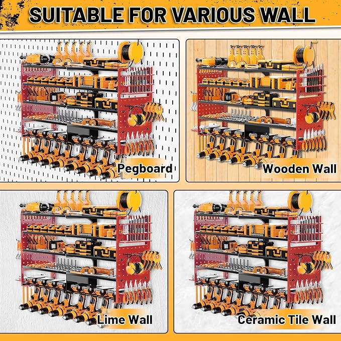 5 Layers Power Tool Organizer Wall Mount, Cordless Tool Storage Rack Holder - Image 6