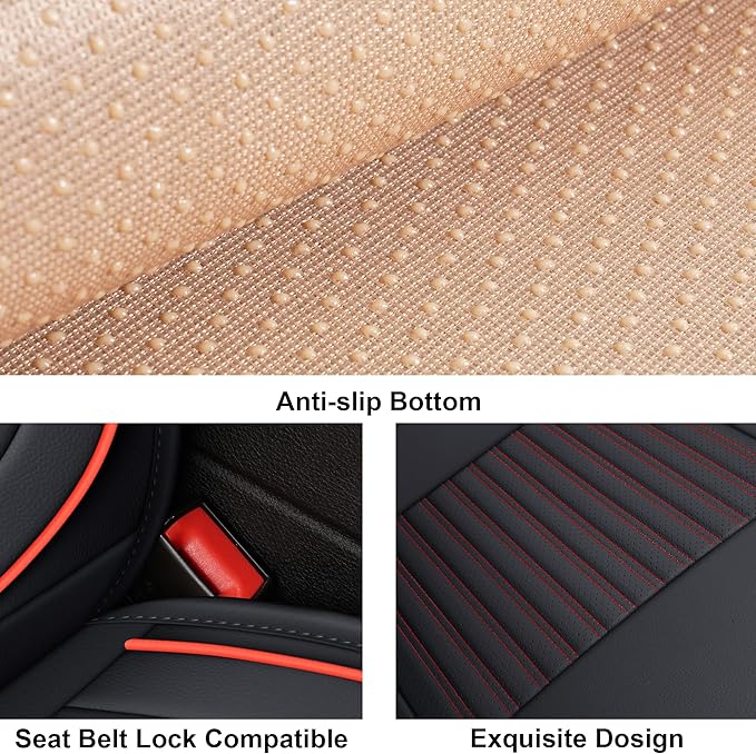 LINGVIDO Leather Car Seat Covers, Breathable and Waterproof Faux Leather - Image 5