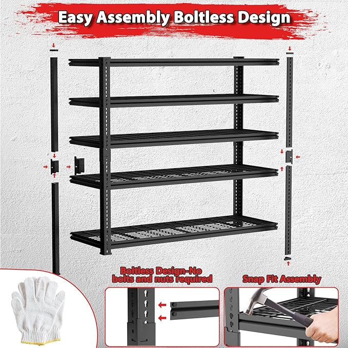 Storage Shelves 3PCS, Garage Shelving Heavy Duty 1920LBS Capacity, 4 Tier - Image 6