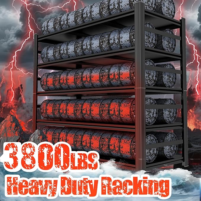 48" W Garage Shelving 3800Lbs Storage Shelves Heavy Duty 5 Tier Adjustable - Image 4