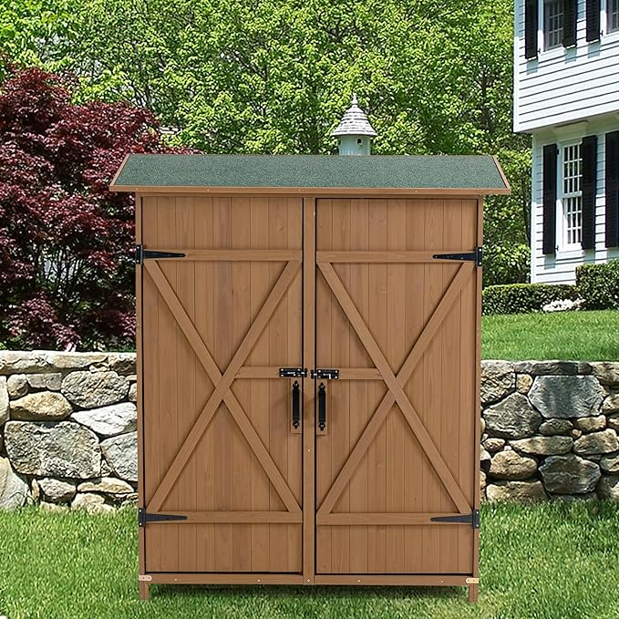 56" L x 19.5" W x 64" H Tall Outdoor Wooden Storage Shed by Gejok