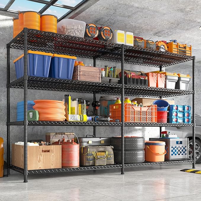 REIBII 81.5''W Storage Shelves 3680LBS Garage Shelving Heavy Duty 4 Tier Metal - Image 6