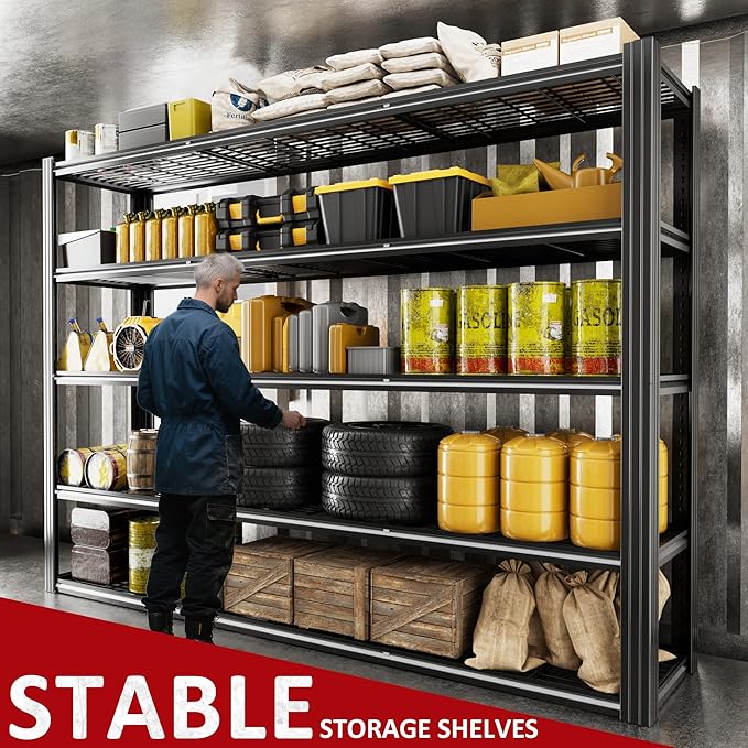 60" W Garage Shelving 5-Tier Storage Shelves Adjustable Metal Shelving Units - Image 3