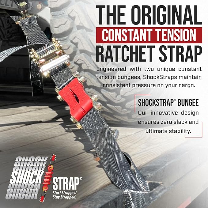 Ratchet Strap, 9’ x 2” Shock Absorbing Heavy Duty Tie downs - Image 5