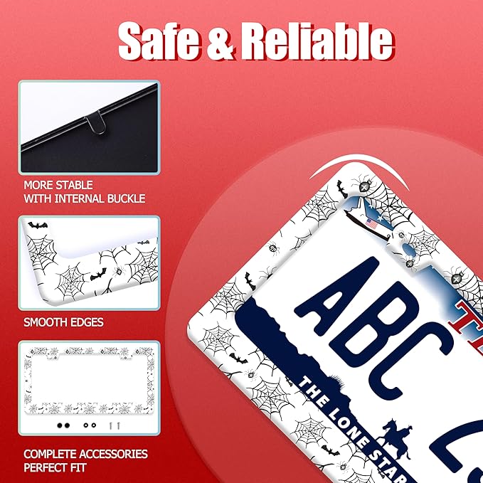 Personalized Bats License Plate Frame Spider Web License Plate Frames Funny - Image 2