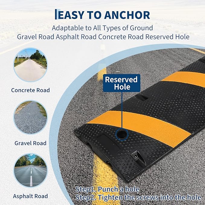 4 PCS 6FT Speed Bumps Wite End for Road, Heavy-Duty 25, 000 lbs Capacity - Image 4