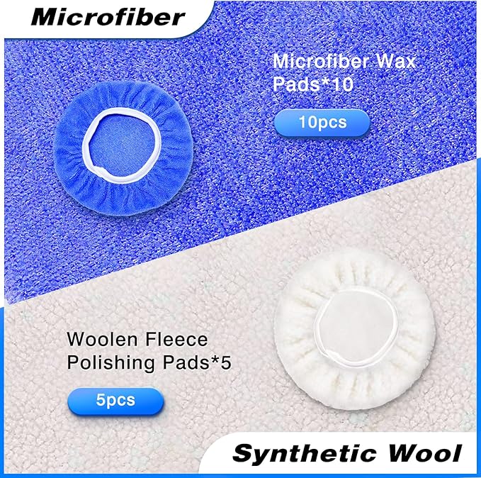9 to 10 Inch Car Polisher Pad Bonnet, 10*Microfiber+5*Woollen - Image 4