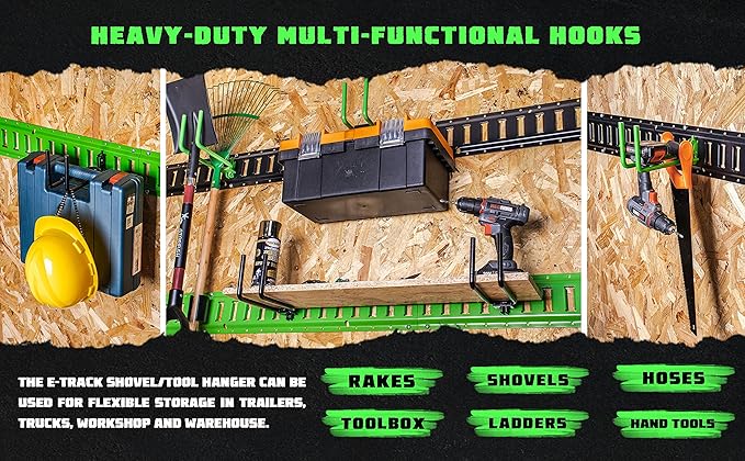 8-Pack E-Track Heavy Duty Shovel/Tool Hanger - Image 7