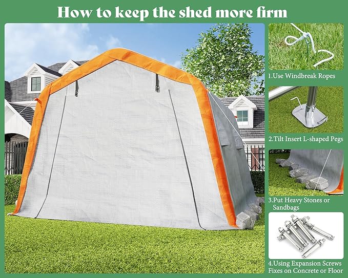 AMERLIFE 10.5x12x8 FT Heavy Duty Portable Shed Storage Shelter, Outdoor Storage - Image 7