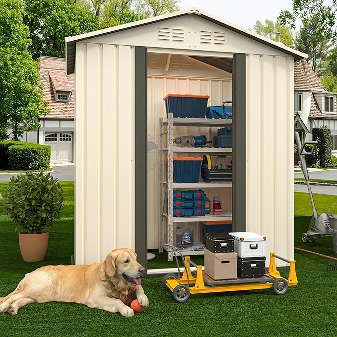 5X3 FT Outdoor Storage Shed, Waterproof Metal Garden Sheds w/Lockable Sliding - Image 5
