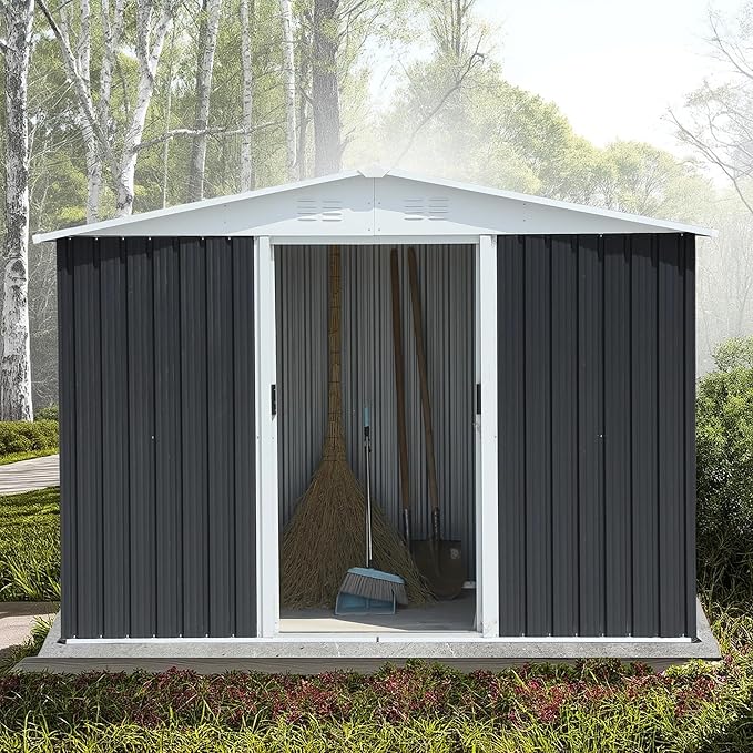 8x6 FT Outdoor Metal Storage Shed - Image 2