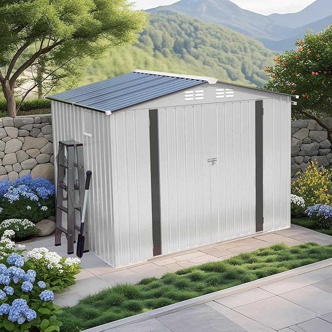 8 x 6 FT Outdoor Storage Shed, Metal Garden Tool Shed - Image 8