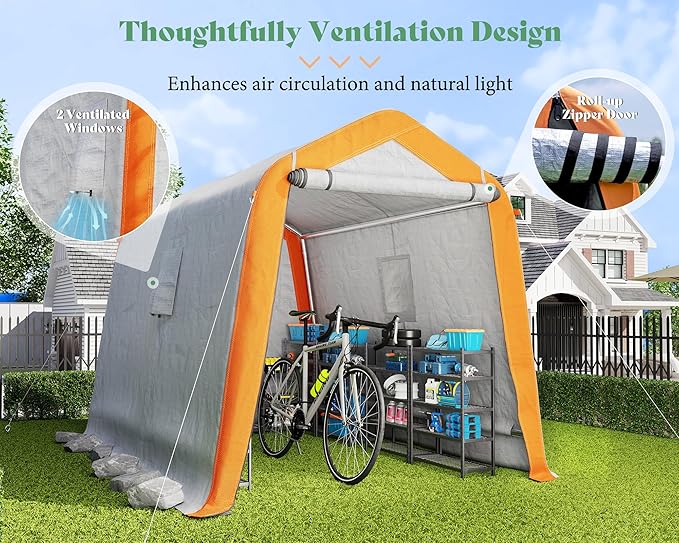 AMERLIFE 6x8x6.6 FT Heavy Duty Portable Shed Storage Shelter, Outdoor Storage - Image 4