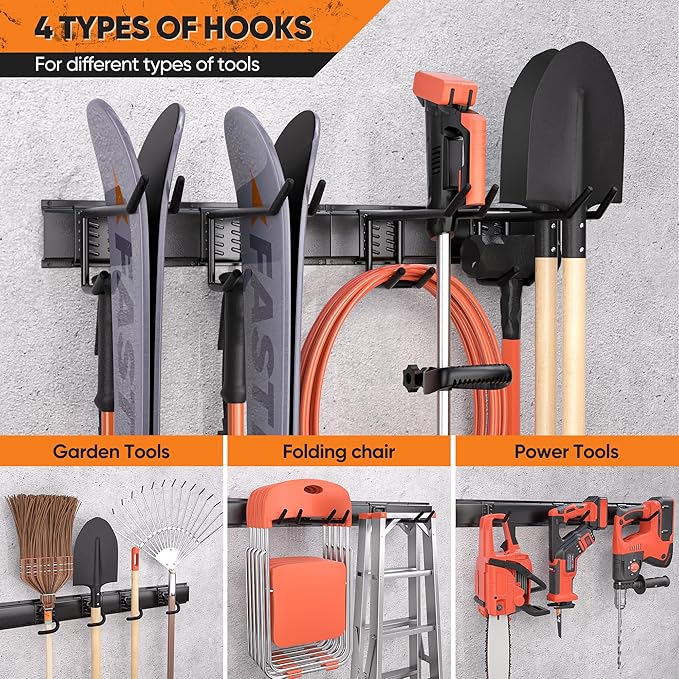 Garden Tool Organizer Wall Mount, 48 inches Tool Storage Rack - Image 6