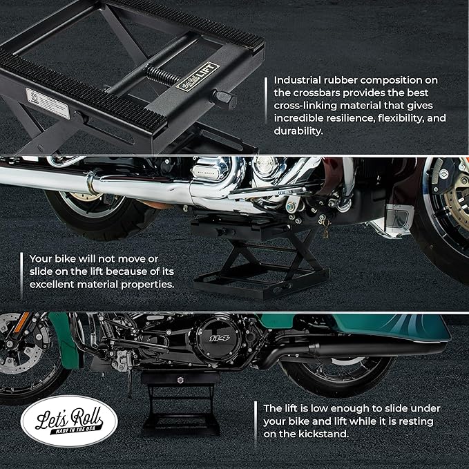 Let's Roll Standard Motorcycle Lift Jack - 1200 LB Heavy Duty Scissor Jack - Image 7
