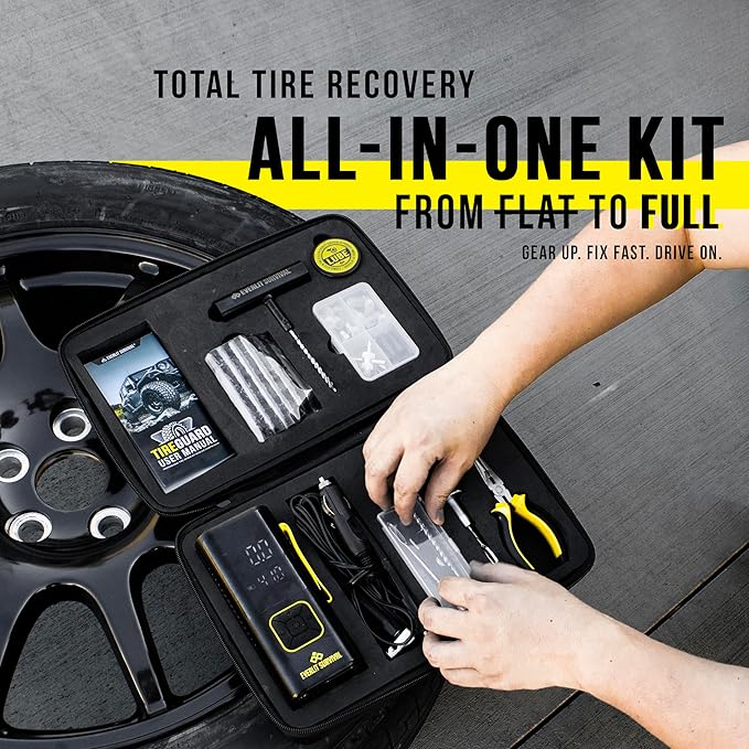 Tire Repair Kit with Air Compressor Car Emergency Kit with Universal Tire Plugs - Image 3