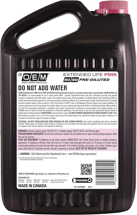 Recochem OEM 86-184POEMT Pink Premium Antifreeze 50/50 Extended Life PINK - Image 2