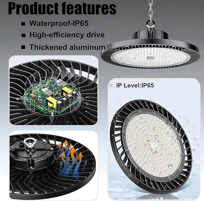 6Pack 250W UFO LED High Bay Light, 30000lm 6000K Daylight 2500W Equivalent - Image 5