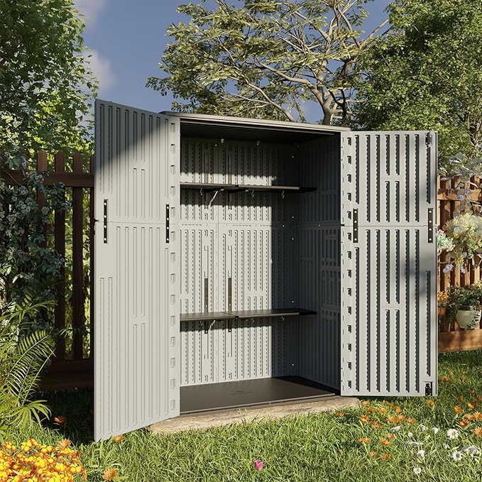 HOMSPARK Outdoor Storage Shed Weather Resistance, Patio Storage Cabinet - Image 5
