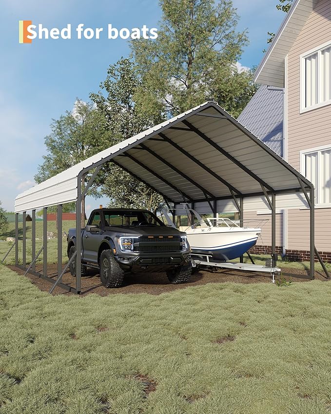 20'x25'x13' Metal Carport for 2 Cars, Heavy Duty Car Ports for Heavy Snow - Image 7