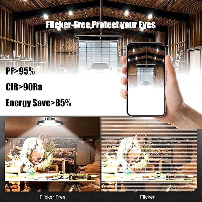 6Pack 250W UFO LED High Bay Light, 30000lm 6000K Daylight 2500W Equivalent - Image 6