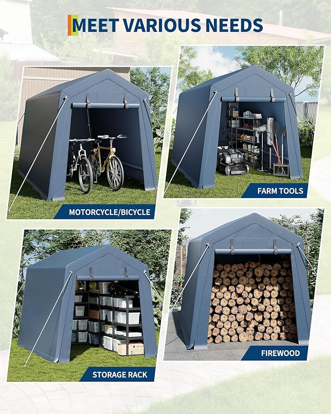 10x15FT Outdoor Storage Shed, Portable Carport - Image 3