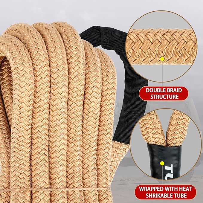 Nylon Kinetic Recovery Tow Rope Heavy Duty Offroad Snatch Strap - Image 2