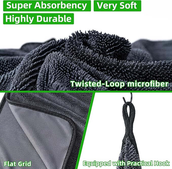 CADONO Large Microfiber Car Drying Towel, Ultra Absorbent Microfiber Cleaning - Image 2