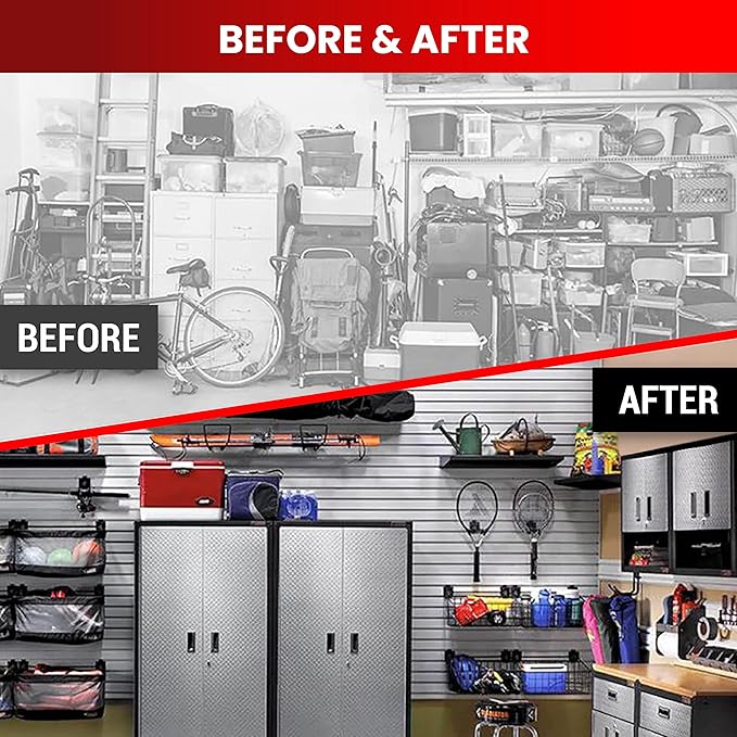 DLDIRECT Slatwall Panel Garage Wall Organizer: Heavy Duty Wall Mounted PVC Rack - Image 4