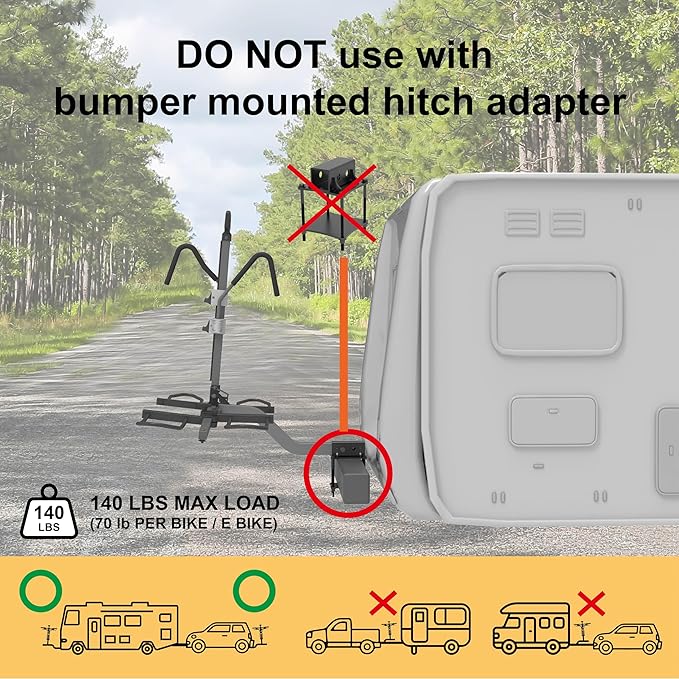 HYPERAX Volt RV -RV Approved Hitch Mounted 2 E Bike Rack Carrier - Image 3