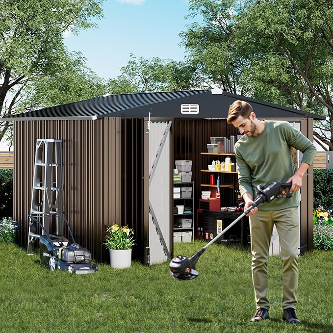 COMHOMA Shed Outdoor Storage Shed Metal, Lockable Doors Tool Sheds - Image 6