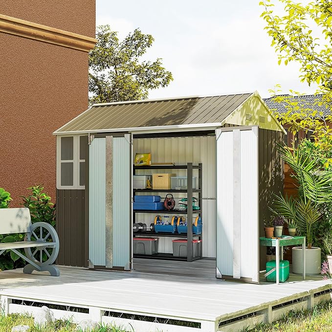 Outsunny 8' x 5.5' Outdoor Storage Shed, Metal Garden Shed by Outsunny